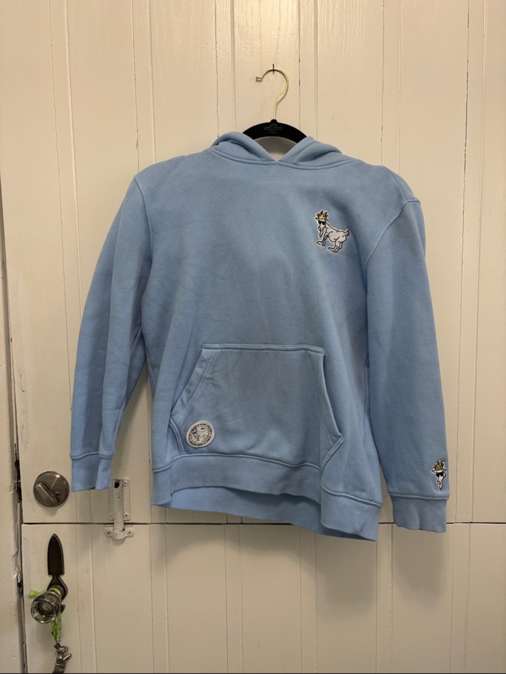 Goat Kids Light Blue Hoodie with Embroidered Patch